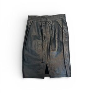 Vintage Black Leather High Wasted Pencil Skirt Size 12 EUC